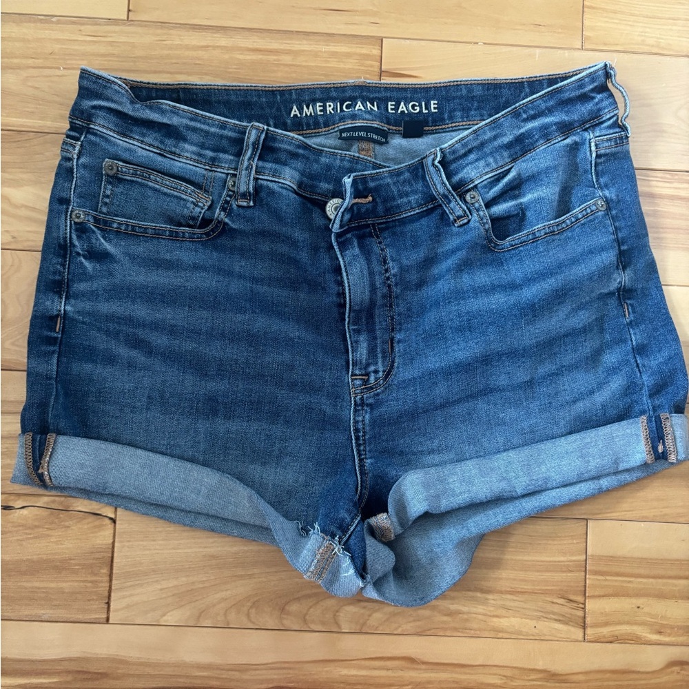 American Eagle Outfitters Blue Jean Shorts with Rolled Cuffs
